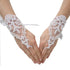 Girls Ivory Pearl Adorned Lace Fingerless Communion Flower Girl Gloves - SophiasStyle.com